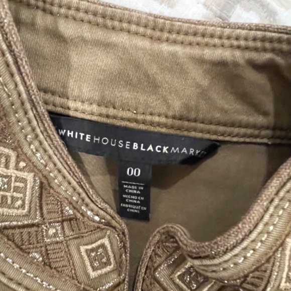 White House Black Market Brown Denim Military Jacket; Gold Buttons; Size 00 - Picture 9 of 10